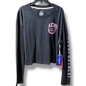 Aeropostale Sport Shirt Womens XL Dark Gray Graphic Long Sleeve Tshirt NWT